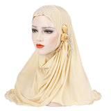 Women,Three,Flower,Tassels,Arabian,Scarf,Turban