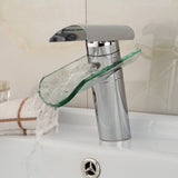 Glass,Waterfall,Mixer,Bathroom,Basin,Faucet,Single,Lever,Chrome,Plated