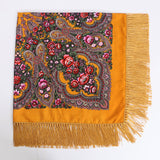 Ethnic,Twill,Cotton,Fringed,Square,Scarf,Retro,Shawl,Print,Scarf