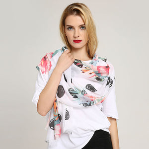 Women,Linen,Graffiti,Point,Print,Lightweight,Scarf,Fashion,Summer,Breathable,Shawl