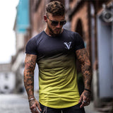 Gradient,Men's,Summer,Elasticity,Breathable,Quick,Short,Sleeve,Outdoor,Sports,Hiking