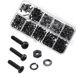 600Pcs,Black,Carbon,Steel,Grade,Hexagon,Button,Screw,Assortment