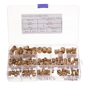 Suleve,MXBN4,210pcs,M2~M10,Metric,Threaded,Brass,Knurl,Round,Insert,Embedment,Assortment