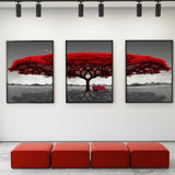 Miico,Painted,Three,Combination,Decorative,Paintings,Redwood,Decoration