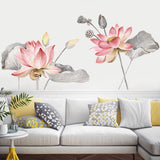 Lotus,Flower,Poster,Vinyl,Sticker,Removable,Decor,Chinese,Style