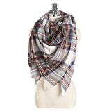 Women,Plaid,Winter,Tassels,Scarf,Triangular,Scarves,Towals