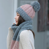 Knitted,Beanie,Scarfs,Thickening,Bobble