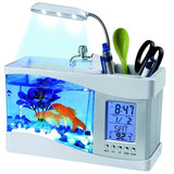 Small,Aquarium,Goldfish,Thermometer,Alarm,Clock,Light