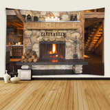 Vivid,Fireplace,Pattern,Tapestry,Hanging,Psychedlic,Tapestries,Decorations