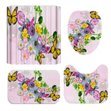 Butterfly,Flower,Pattern,Shower,Curtain,Toilet,Cover,Pedestal,Waterproof,Bathroom,Decoration