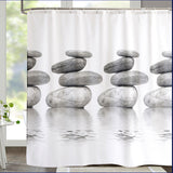 71x71,Stone,Pebbles,Waterproof,Shower,Curtain,Decor,Hooks"