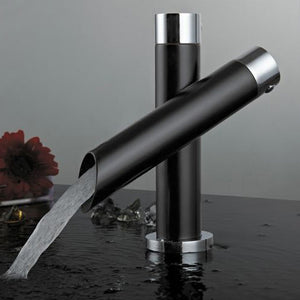 Modern,Unique,Bathroom,Basin,Faucet,Single,Handle,Kitchen,Mixer,Waterfall,Faucet,Black