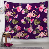 Flamingo,Tapestry,Blanket,Plants,Flower,Polyester,Tablecloth,Hanging,Table,Runner