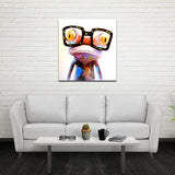 Miico,Painted,Paintings,Animal,Modern,Happy,Glasses,Canvas,Decoration,20x20cm