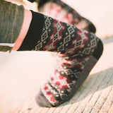 Retro,Ethnic,Diamond,Pattern,Jacquard,Middle,Socks