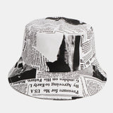 Unisex,Newspaper,Pattern,Cotton,Broad,Sunscreen,Visor,Fashion,Casual,Bucket