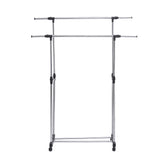 Adjustable,Stainless,Steel,Rolling,Movement,Cloth,Storage,Drying,Double,Hanger,Garment