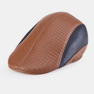 Leather,Outdoor,Casual,Patchwork,Forward,Beret