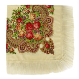 Fringed,Scarf,National,Shawl,Female,Retro,Printed,Flower,Square,Scarf