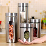 Stainless,Steel,Storage,Coffee,Sugar,Kitchen,Glass,Canister,Container,Kitchen,Storage,Container