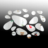 Honana,12Pcs,Silver,Pebble,Shape,Mirror,Stickers,Bedroom,Office,Decor