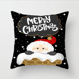 Polyester,Black,Decor,Throw,Pillow,Printing,Cartoon,Christmas,Snowman,Santa,Claus,Cushion,Cover