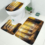 Forest,Printing,Waterproof,Bathroom,Shower,Curtain,Toilet,Cover,Floor,Hooks