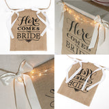 Comes,Bride,Wedding,Banner,Party,Burlap,Bunting,Garland,Photo,Booth,Decorations