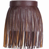 Women,Tassel,Fringed,Belts,Leather,Button,Buckles