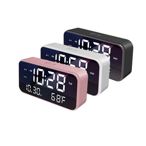 Loskii,Music,Alarm,Clock,Mirrow,Effect,Sound,Brightness,Control,Snooze,Function,Thermometer,Temperature,Display,Desktop,Clock