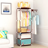 Floor,Standing,Clothes,Hanging,Rotating,Hooks,Storage,Shelf,Bedroom,Furniture