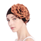 Women,Summer,African,Velvet,Flower,Turban,Ethnic,Style,Beanie