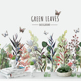 Green,Leaves,Removeable,Stickers,FlowerDruit,Butterfly,Grass,Jungle,Bedroom,Kitchen,Decorations