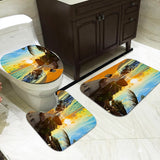 Beach,Shower,Curtain,Waterproof,Bathroom,Sunset,Beach,Printing,Curtain,Floor,Carpet,Toilet,Cover