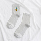 Women,Cotton,Pineapple,Embroidery,Middle,Socks,Breathable,Short,Sports,Socks