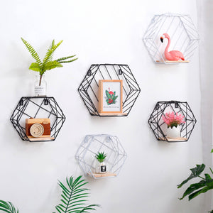 Hexagon,Shelf,Twill,Trellis,Storage,Holders,Wooden,Holder,Decor,Kitchen