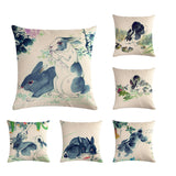 Chinese,Watercolor,Rabbit,Printing,Linen,Cotton,Throw,Pillow,Cover,Office,Pillow