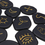 13pcs,Black,Jasper,Runes,Gemstone,Power,Stones,Symbols,Healing,Crystals