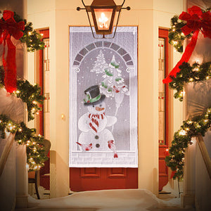 Christmas,Curtains,White,Snowman,Window,Decor,Party,Curtains,Decorations