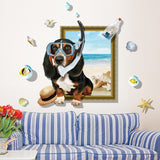 Miico,Creative,Cartoon,Summer,Diving,Frame,Removable,Decor,Sticker