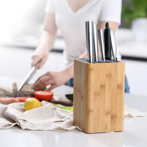 KITCHENDAO,Bamboo,Kitchen,Knife,Holder,Scissors,Sharpening,Space,Saver,Knife,Drier,Storage,Drain,Holes