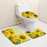 Beatiful,Sunset,Sunflower,Waterproof,Shower,Curtain,Hooks,CarpetsToilet,Bathroom,Decor