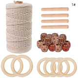 Natural,Macrame,Beads,Wooden,Stick,Crafts,Plant,Hangers