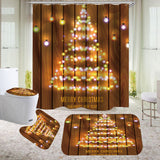 Wooden,Strip,Christmas,Bathroom,Shower,Curtain,Toilet,Cover