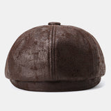 Cracked,Leather,Newsboy,Retro,Beret