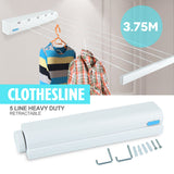 3.75M,Retractable,Hanging,Mounted,White,Laundry,Clothes