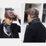 First,Layer,Cowhide,Leather,Men's,Fashion,Beret,Beret