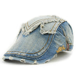 Unisex,Cotton,Denim,Jeans,Washed,Newsboy,Beret,Duckbill,Buckle,Cabbie,Women