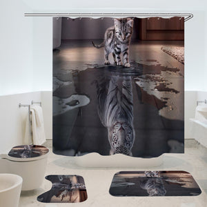 Tiger,Heart,Bathroom,Accessories,Mildew,Waterproof,Shower,Curtain,Toilet