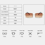 Women,Frameless,Square,Shape,Gradient,Color,Fashion,Casual,Sunglasses